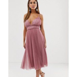 Asos Twist Strap Plunge Tulle Midi Dress 14